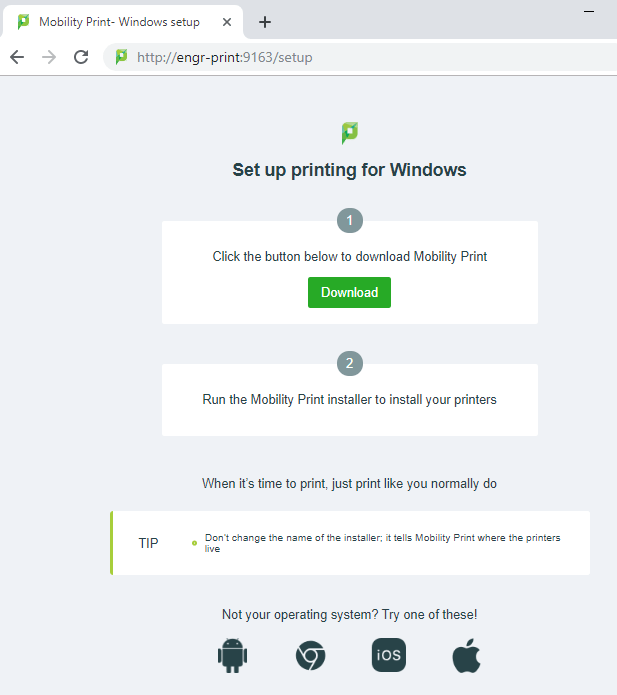Using PaperCut Mobility Print (Windows)