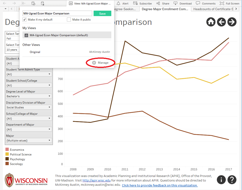 Saving Custom Views in Tableau