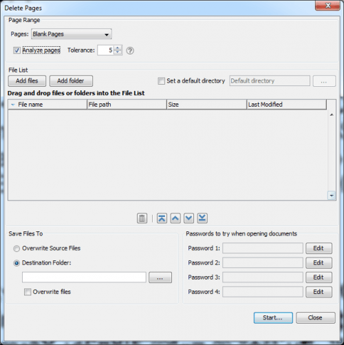Remove all blank pages from one or multiple PDFs (including dirty