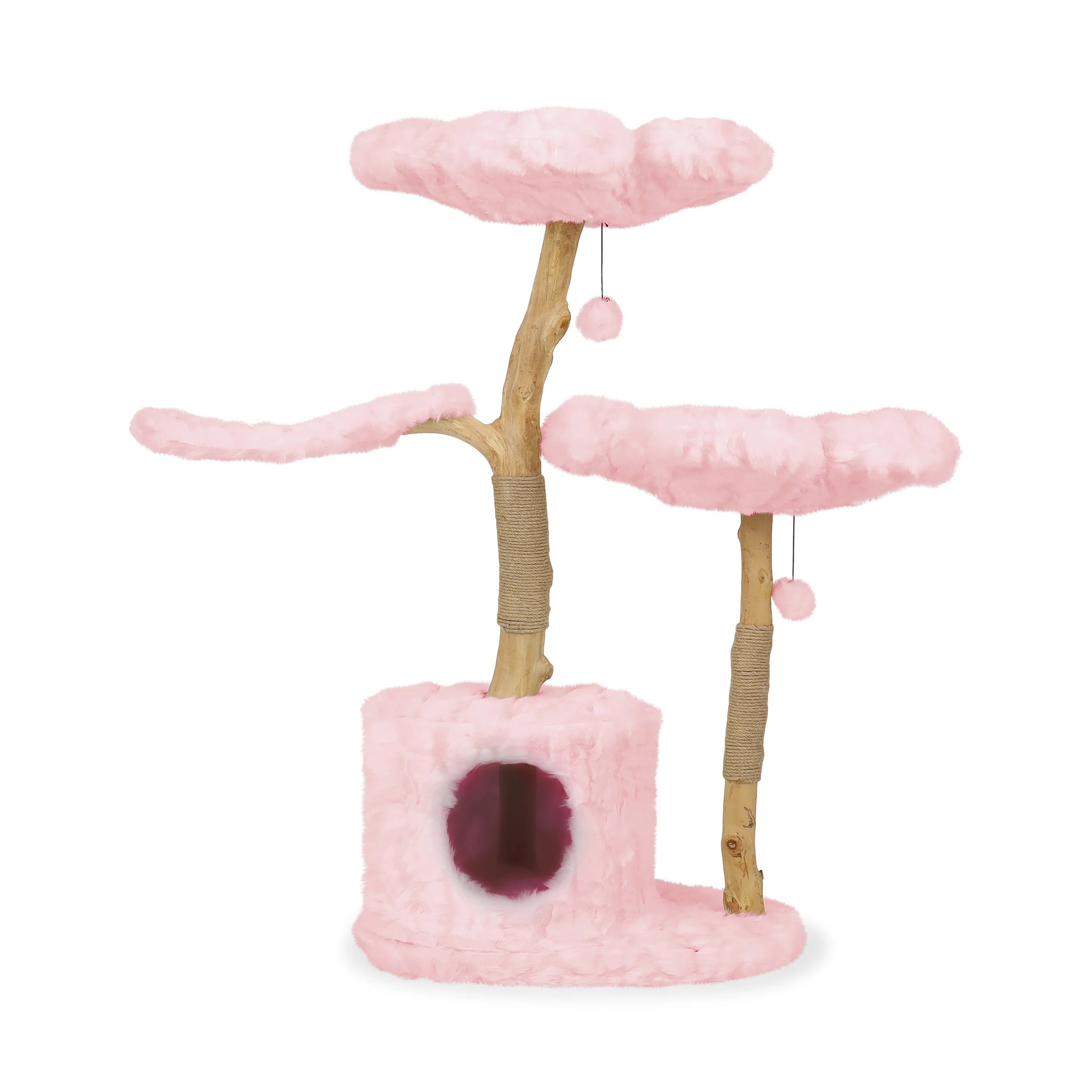 Cherry Blossom Monotone Tres Modern Cat Tree, Large, Pink, Kbspets