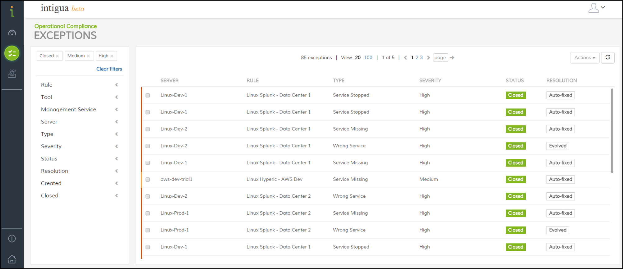 Exceptions List JetPatch