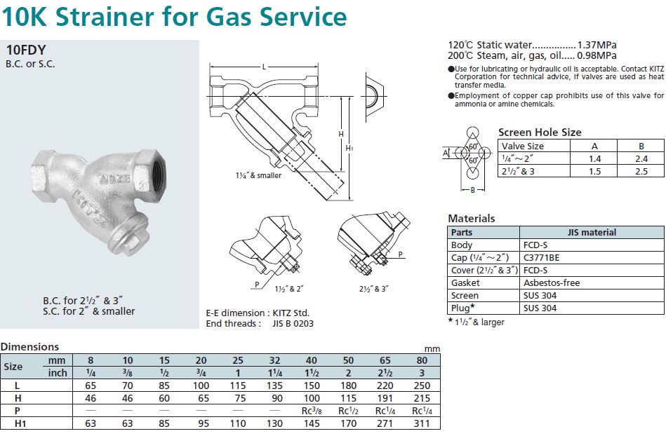 KITZ, Strainer 10FDY KC Mahanakorn Co.,Ltd.