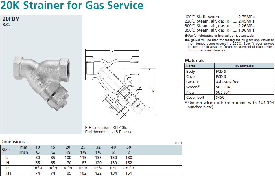 KITZ, Strainer 20FDY KC Mahanakorn Co.,Ltd.