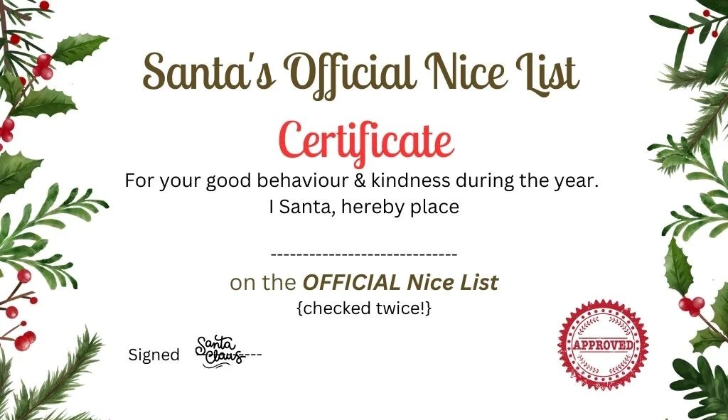Santa's Nice List Certificate 7 Free Printable Templates Santa's Nice List Certificate 7 Free Printable Templates