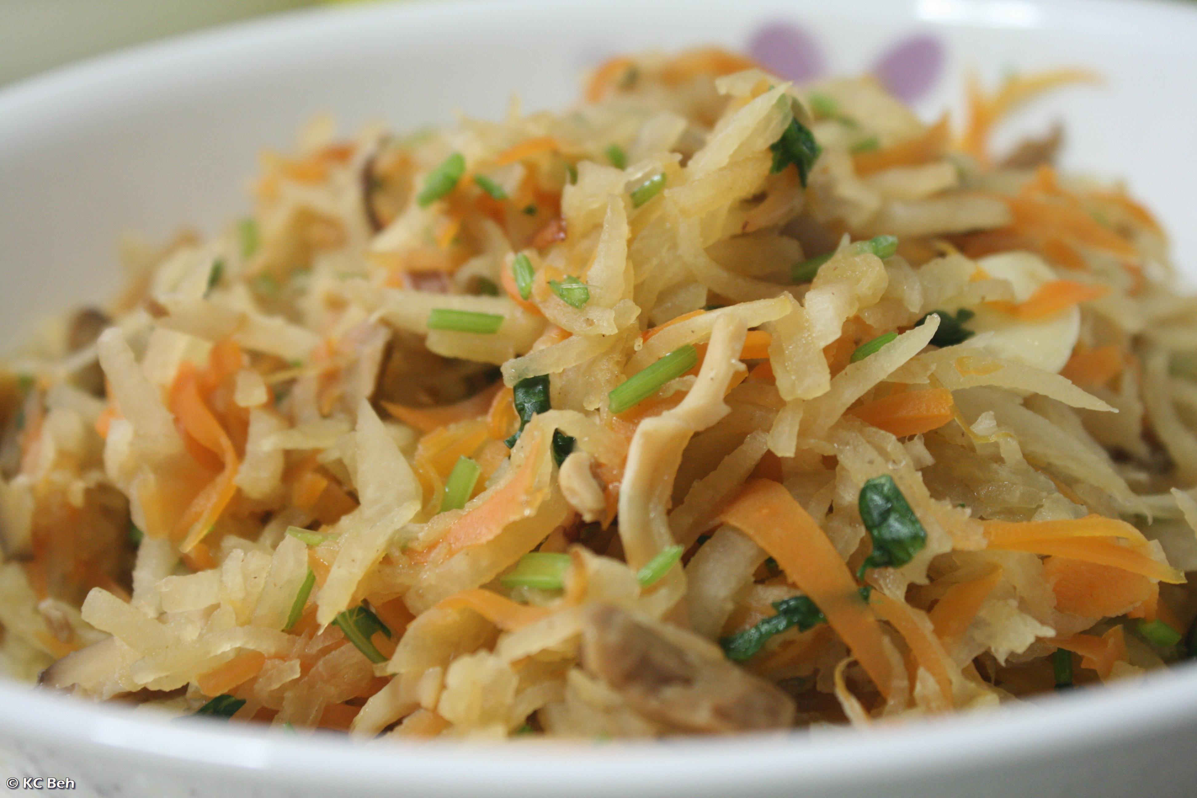 Fried Jicama (Mang Kuang) with Dried Cuttlefish Slices KC's Kitchen