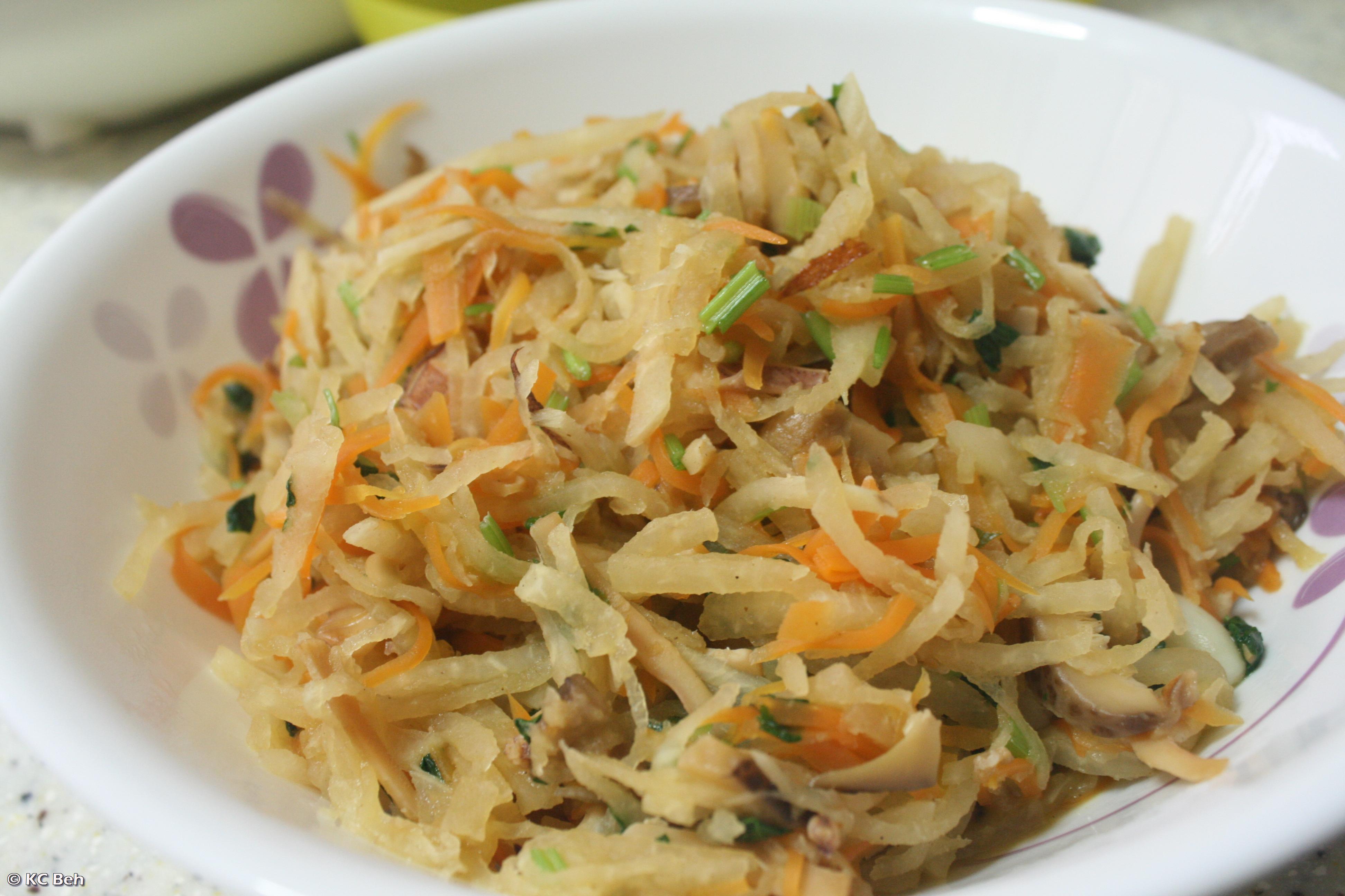 Fried Jicama (Mang Kuang) with Dried Cuttlefish Slices KC's Kitchen
