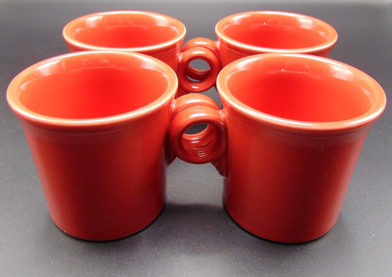 Lot of 4 Fiesta Fiestaware Scarlet Tom & Jerry Style Ring Handle Coffee