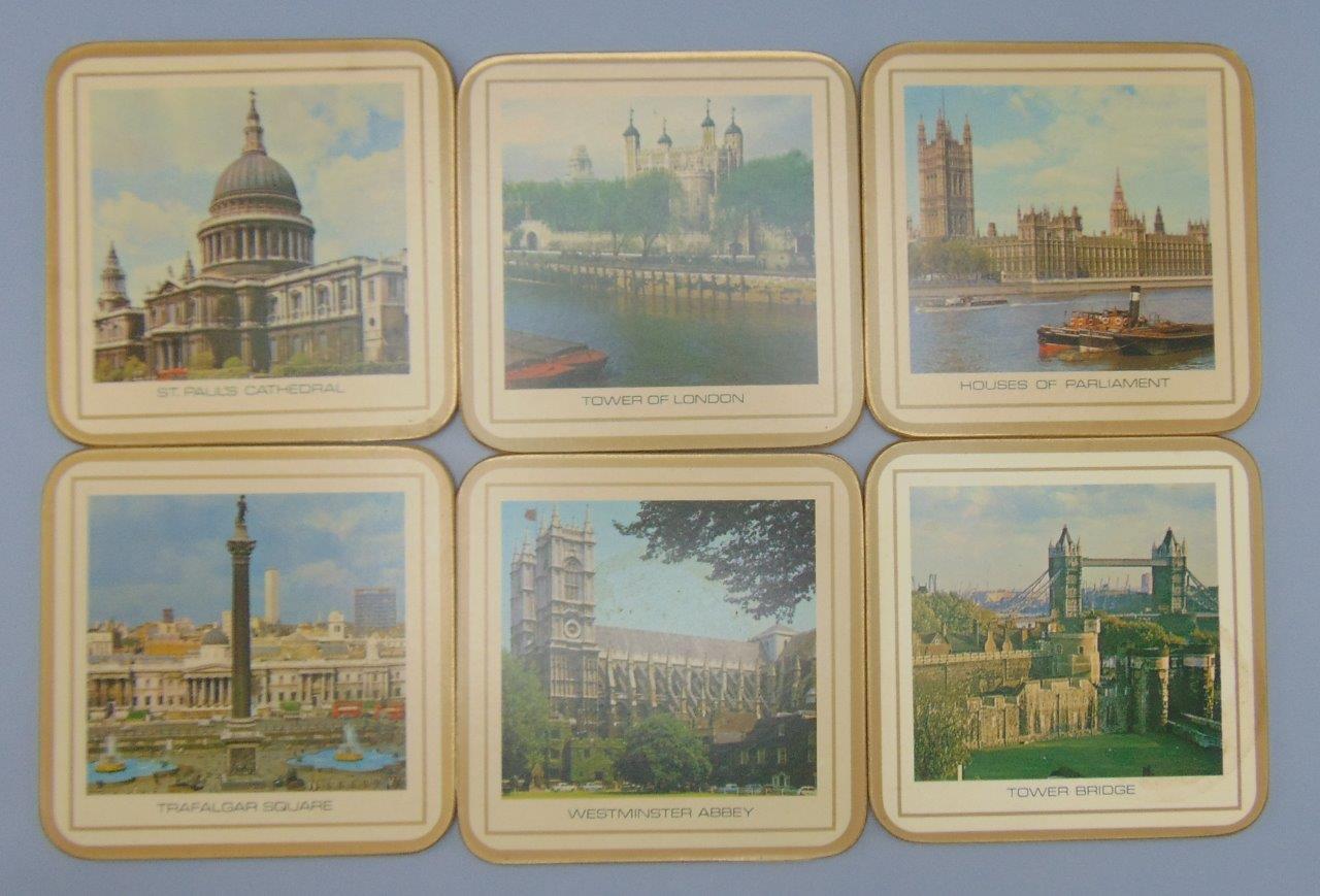Set of 6 London Pimpernel Fayreing Cork Deluxe Finish Coasters