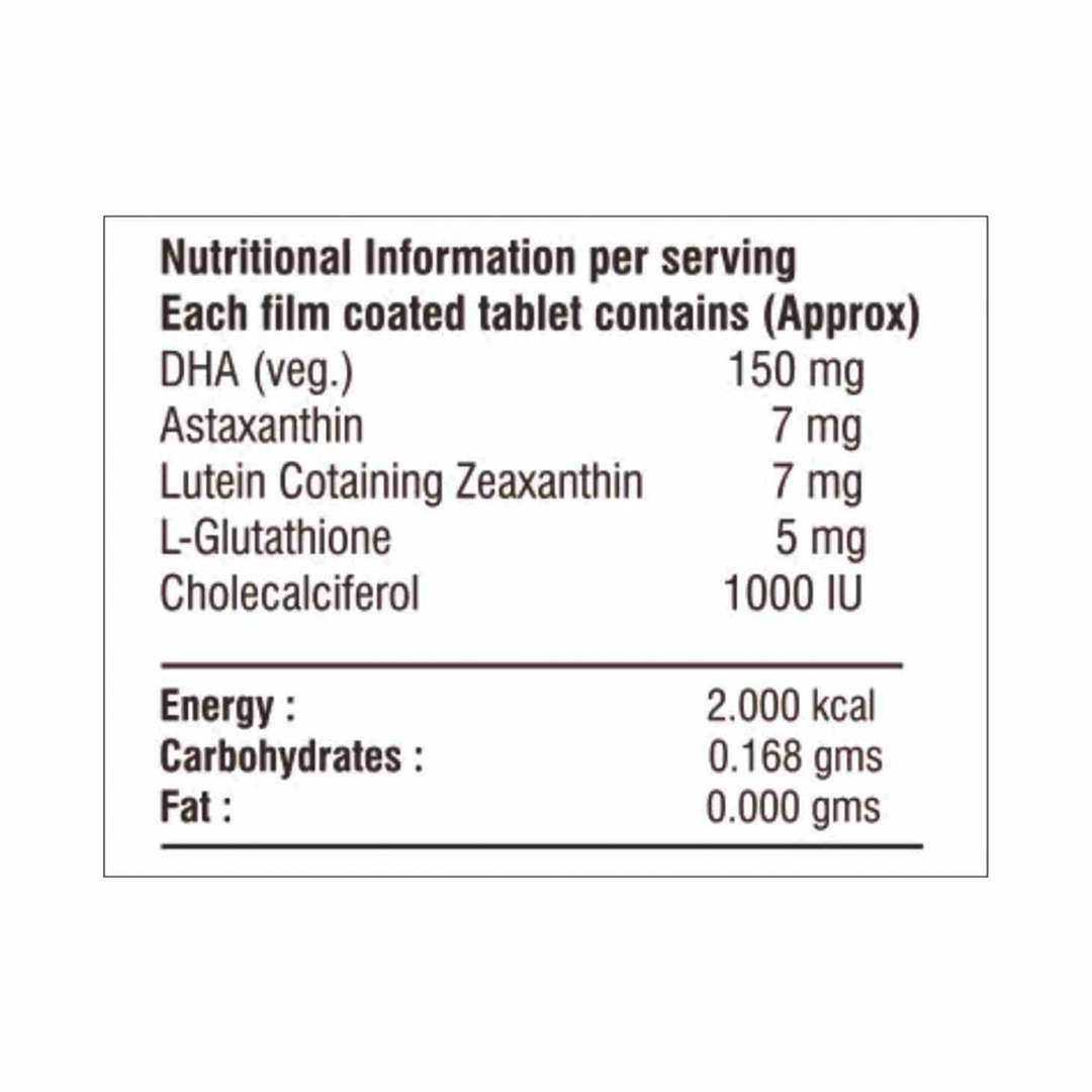 DHA, Astaxanthin, Zeaxanthin, Lutein, LGlutathione & Vitamin D3