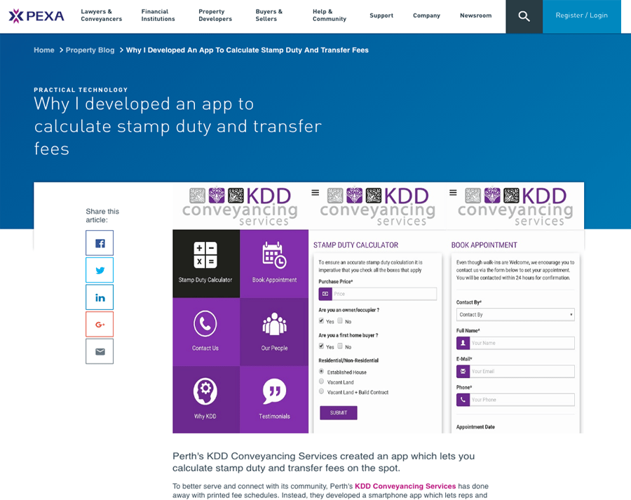 Interview By PEXA App for Stamp Duty Calculator and Transfer Fees
