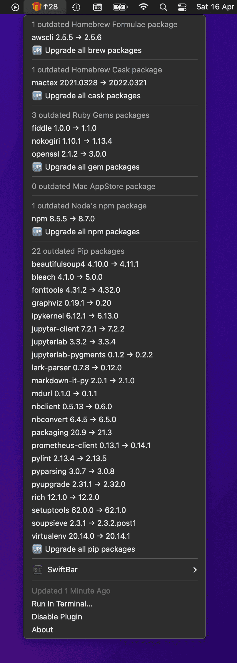 Xbar and SwiftBar plugin Meta Package Manager