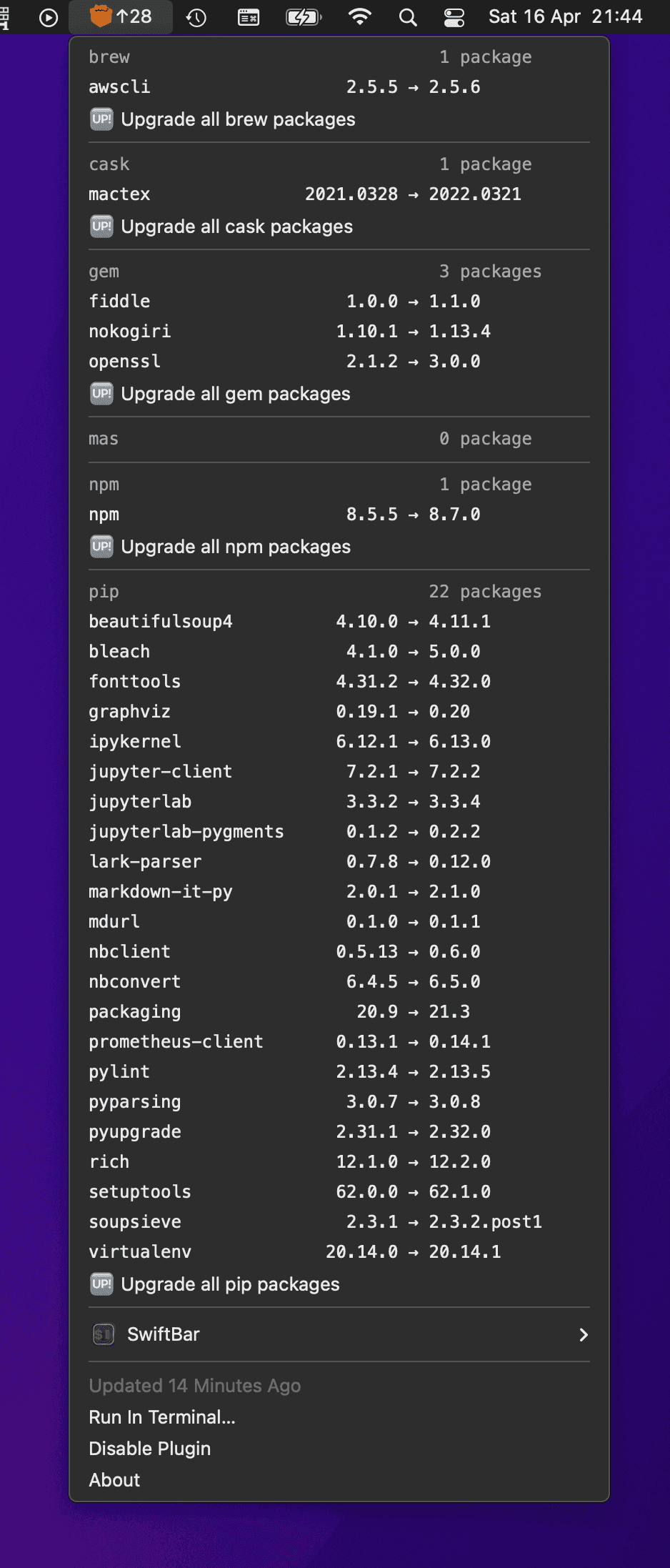 Xbar and SwiftBar plugin Meta Package Manager