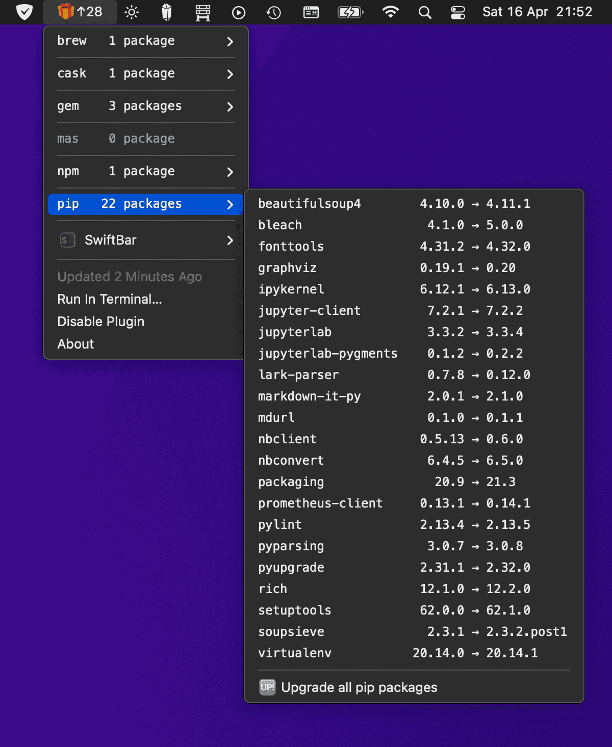 Xbar and SwiftBar plugin Meta Package Manager