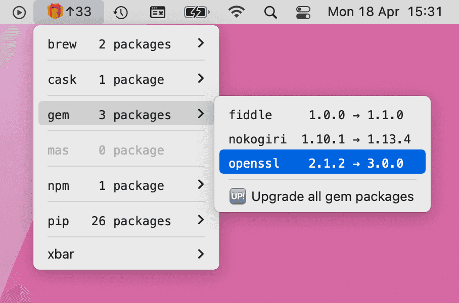 Xbar and SwiftBar plugin Meta Package Manager