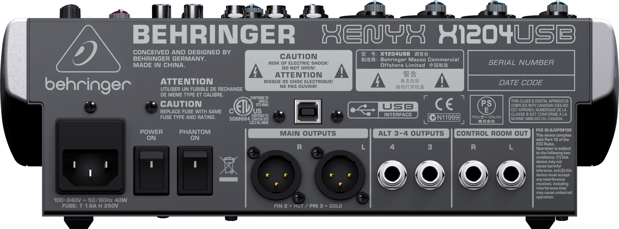 behringer XENYX X1204USB Behringer Premium 12Input 2/2Bus Mixer with XENYX Mic Preamps