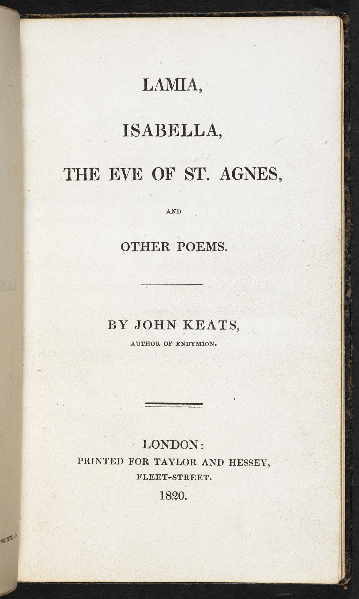 Keats's 1820 volume The Keats Foundation