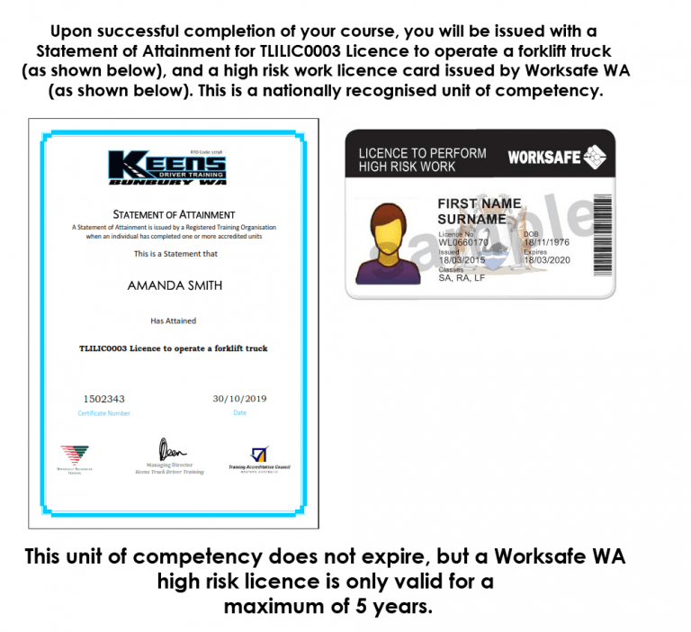 Forklift Keens Truck Driver Training Bunbury