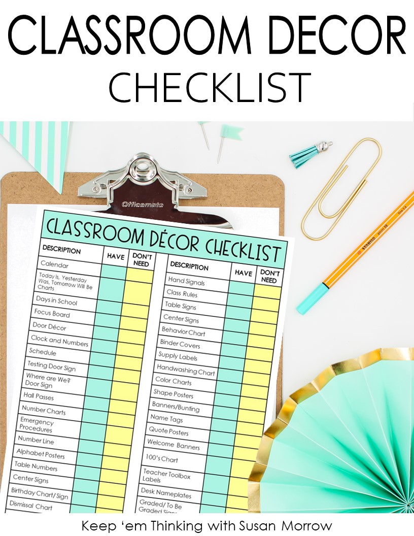 ClassroomDecorChecklist2 Keep ‘em Thinking