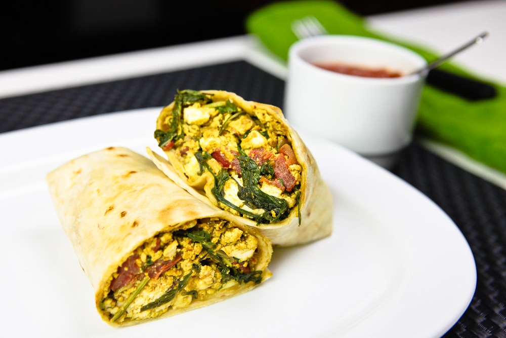 Mizuna Tofu Scramble Burrito