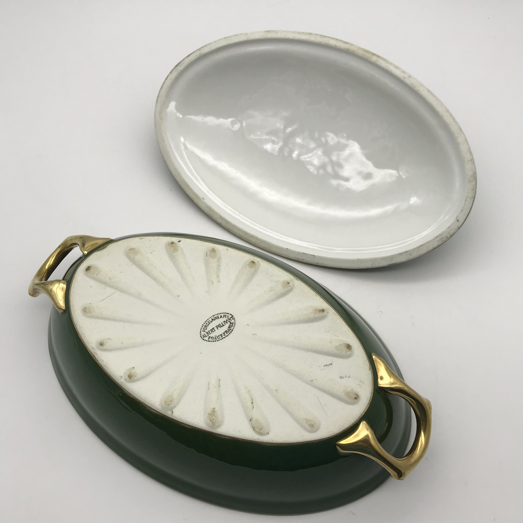 Vintage SilverPlated Food Warmer & French Porcelain Entrée Dish (Pillivuyt) Keepsakes