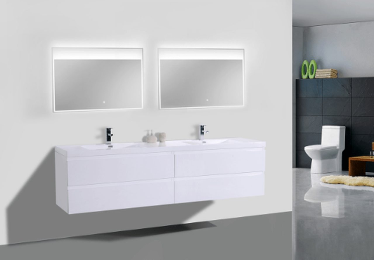 KEETCHEN OLSO 84″ HIGH GLOSS WHITE BATHROOM VANITY keetchen