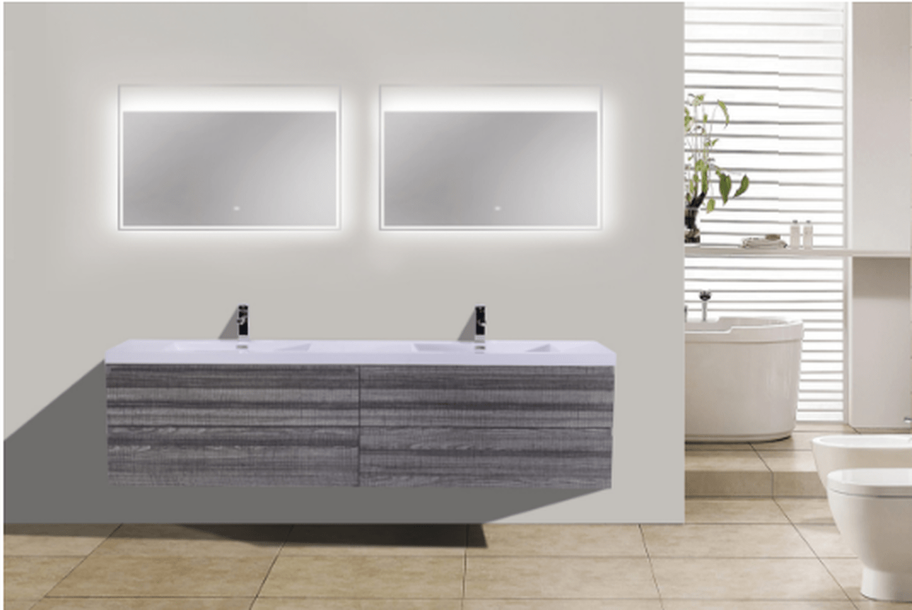 KEETCHEN OSLO 72″ HIGH GLOSS ASH GREY BATHROOM VANITY keetchen