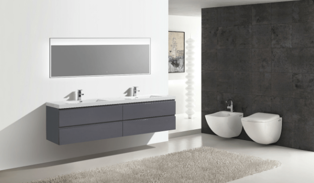 KEETCHEN OSLO 84″ HIGH GLOSS GREY BATHROOM VANITY keetchen