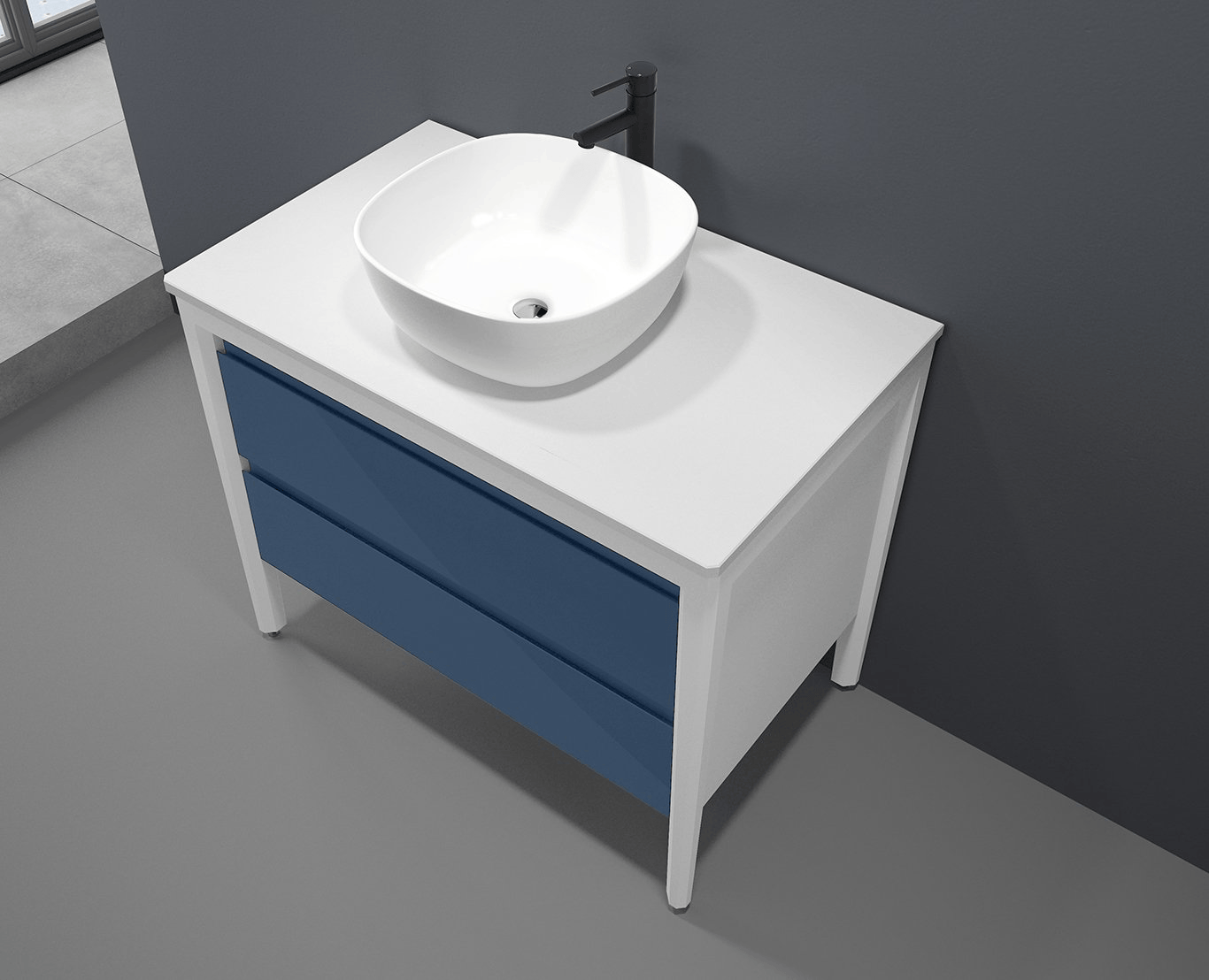 EZE 36” AQUA BLUE FREE STANDING MODERN BATHROOM VANITY keetchen