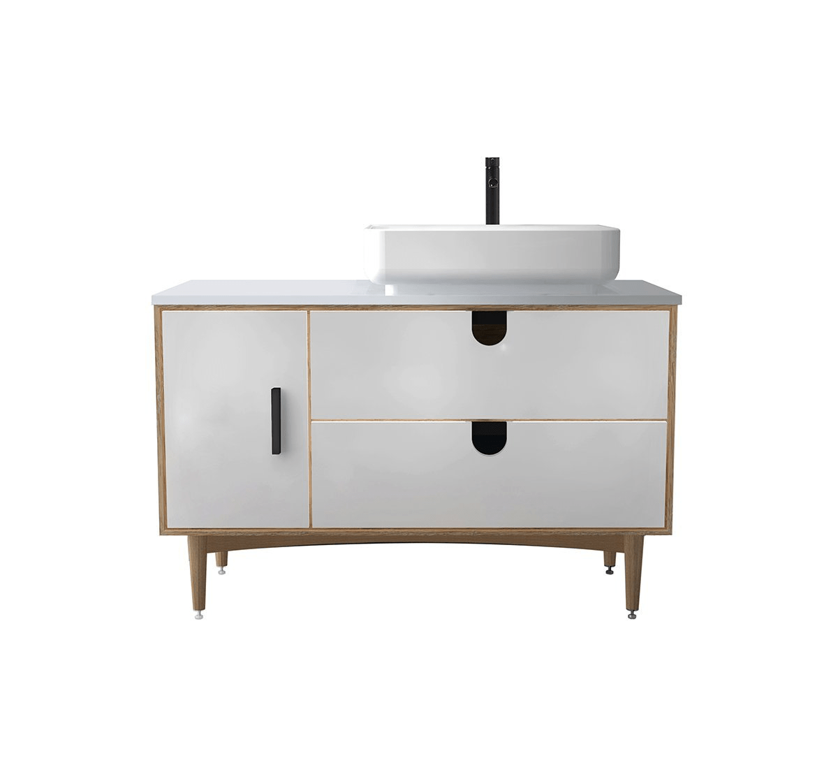 KARTON REPUBLIC PORTREE 48” MATTE WHITE MIDCENTURY FREE STANDING