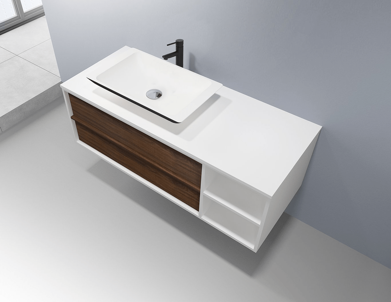 KARTON REPUBLIC GOREME 48” WALNUT/WHITE OAK WALL MOUNT MODERN BATHROOM