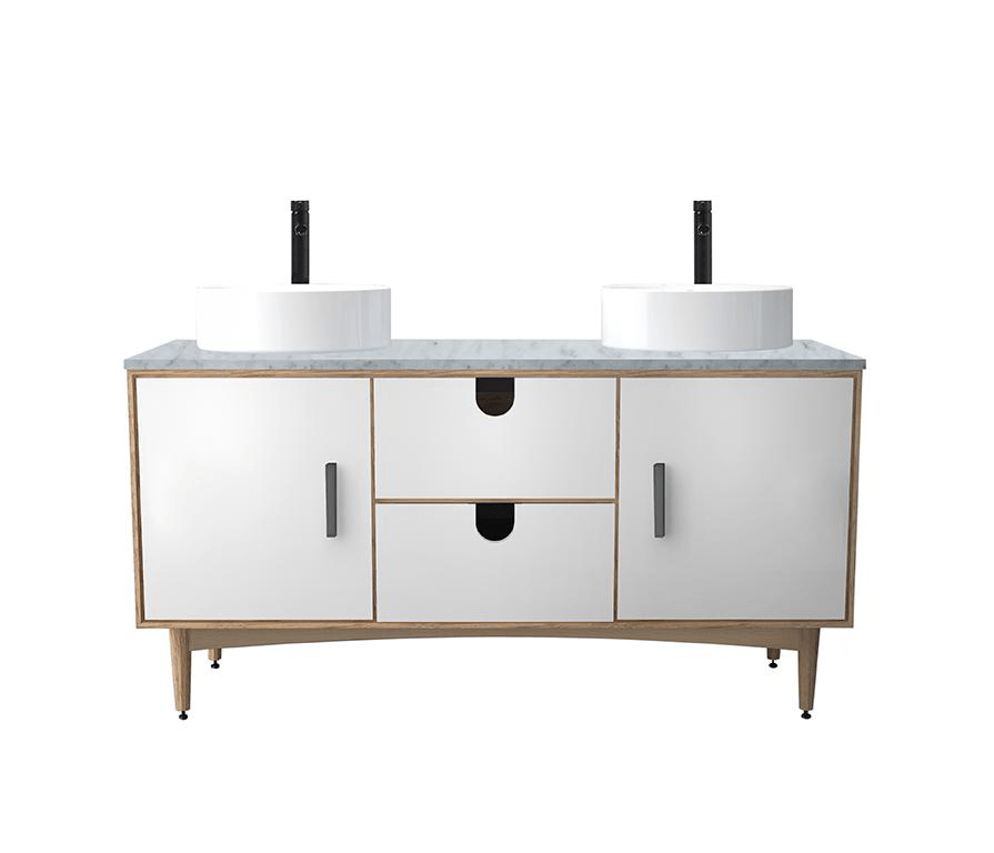 KARTON REPUBLIC PORTREE 60” MATTE WHITE MIDCENTURY FREE STANDING