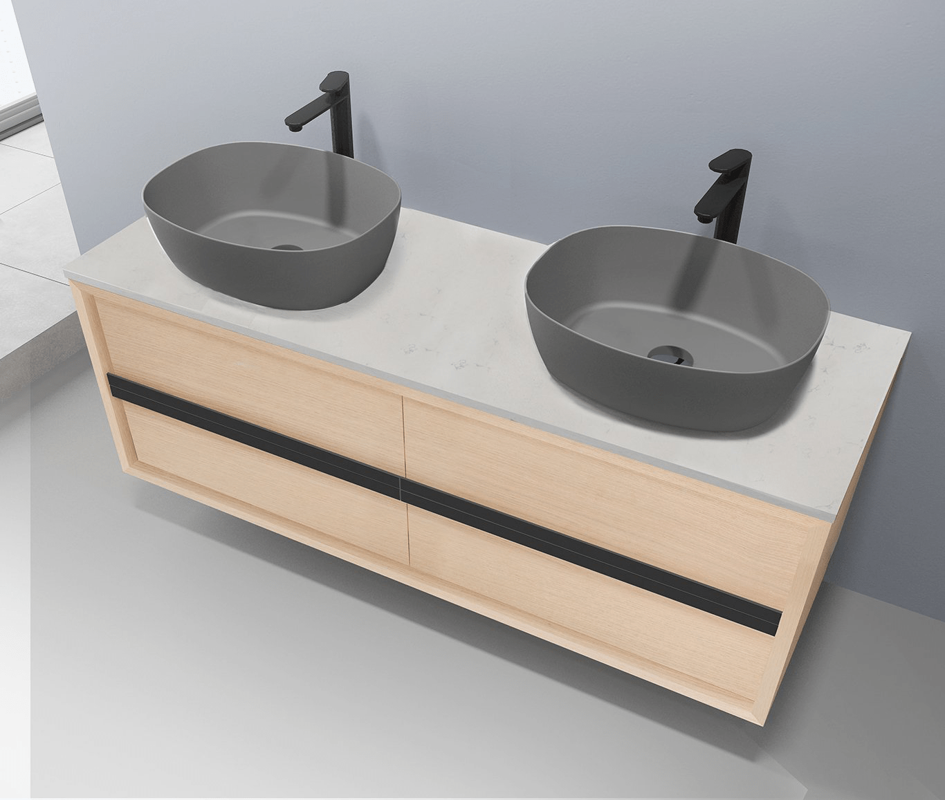 KARTON REPUBLIC SINTRA 72” WHITEWASH OAK WALL MOUNT MODERN BATHROOM