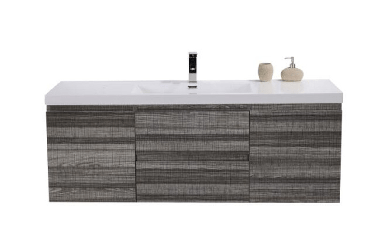 KEETCHEN OSLO 60″ SINGLE SINK ASH GREY WALL MOUNTED VANITY keetchen