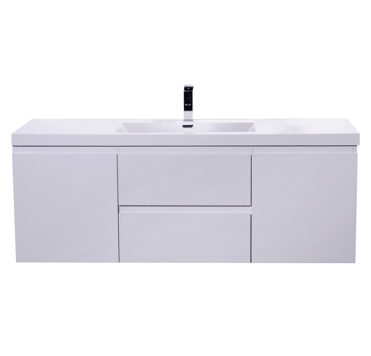 KEETCHEN OSLO 60″ SINGLE SINK HIGH GLOSS WHITE WALL MOUNTED VANITY