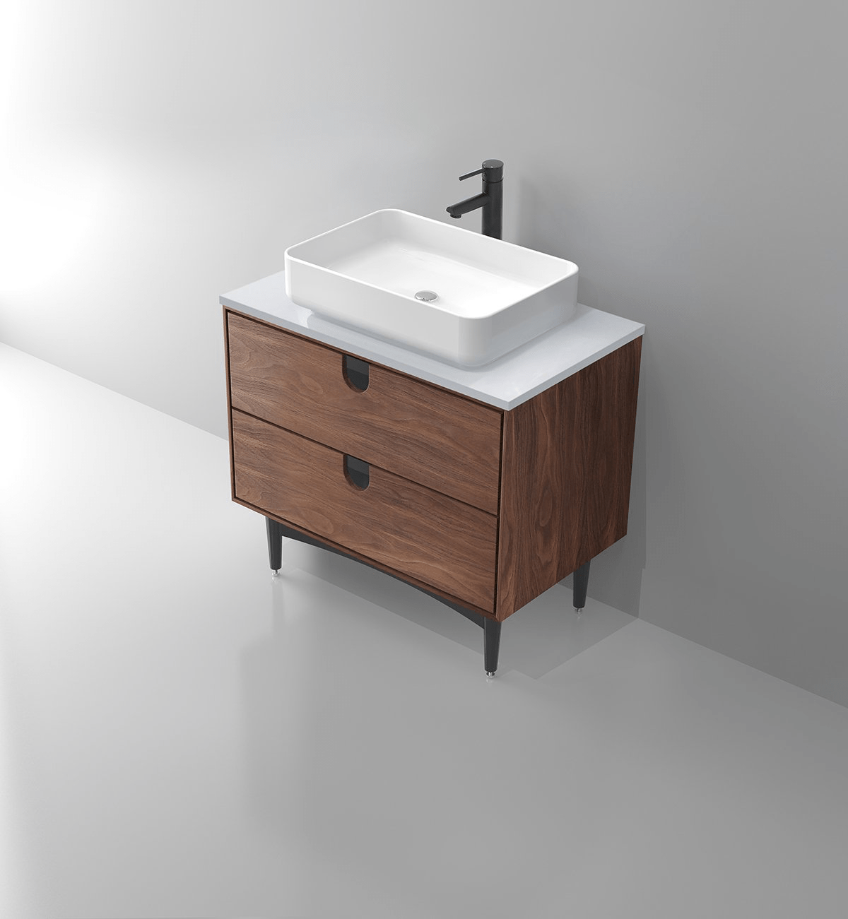 KARTON REPUBLIC PORTREE 30” WALNUT MIDCENTURY BATHROOM VANITY keetchen