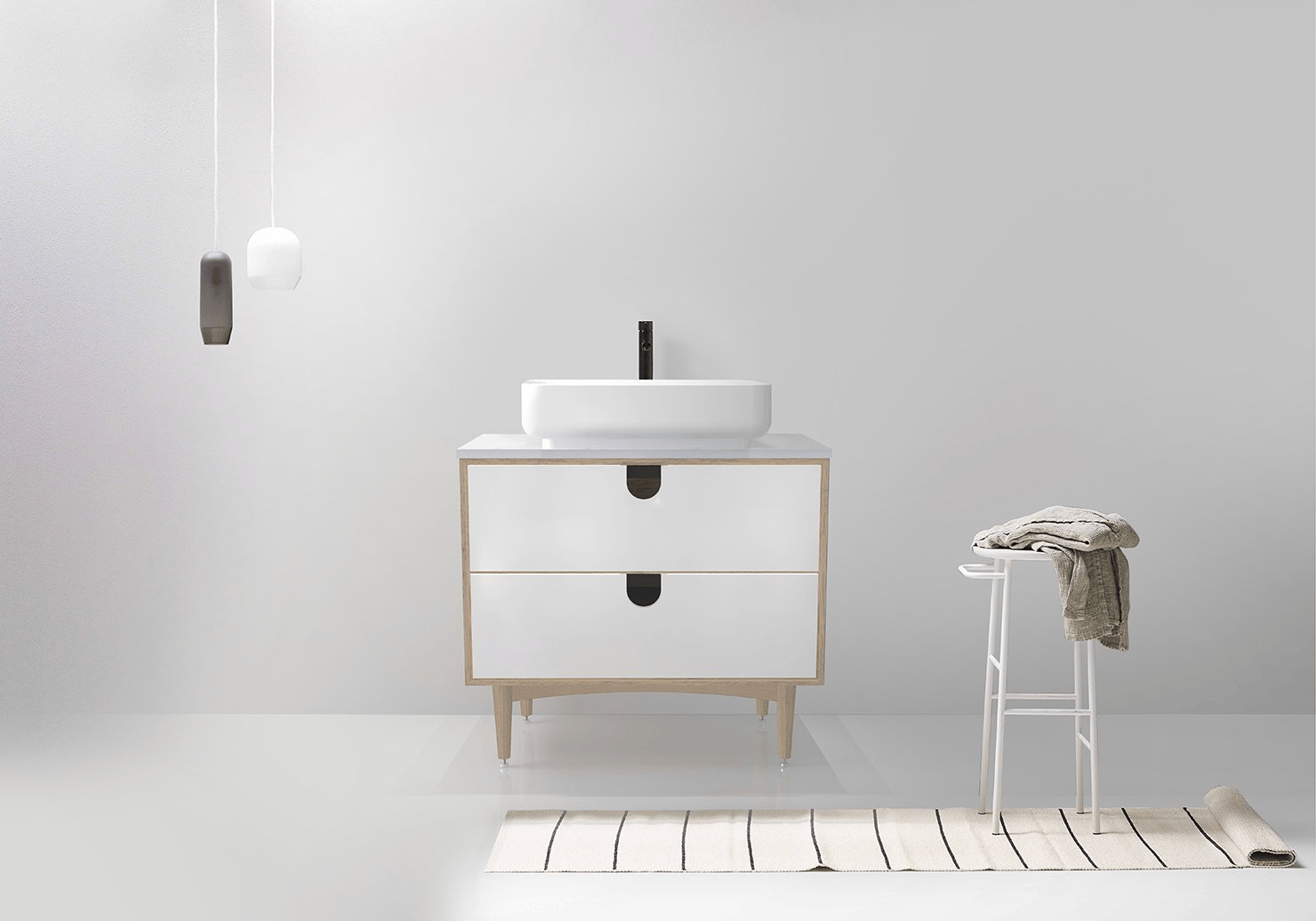 KARTON REPUBLIC PORTREE 30” MATTE WHITE MIDCENTURY BATHROOM VANITY