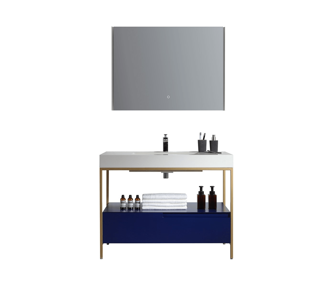KARTON REPUBLIC TEXEL 30” NAVY BLUE/GOLD INDUSTRIAL STYLE BATHROOM