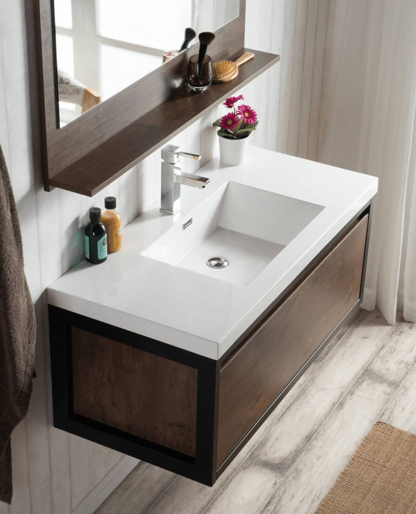 KEETCHEN SEATTLE 42″ Rosewood Wall Hung Modern Bathroom Vanity with