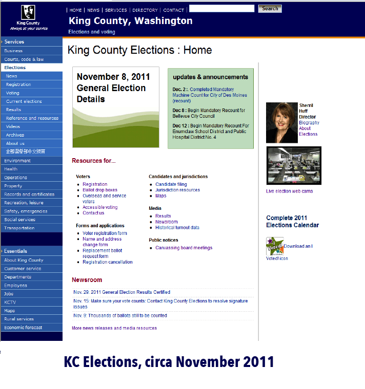 Kathy E Gill Website redesign / King County Elections Educator
