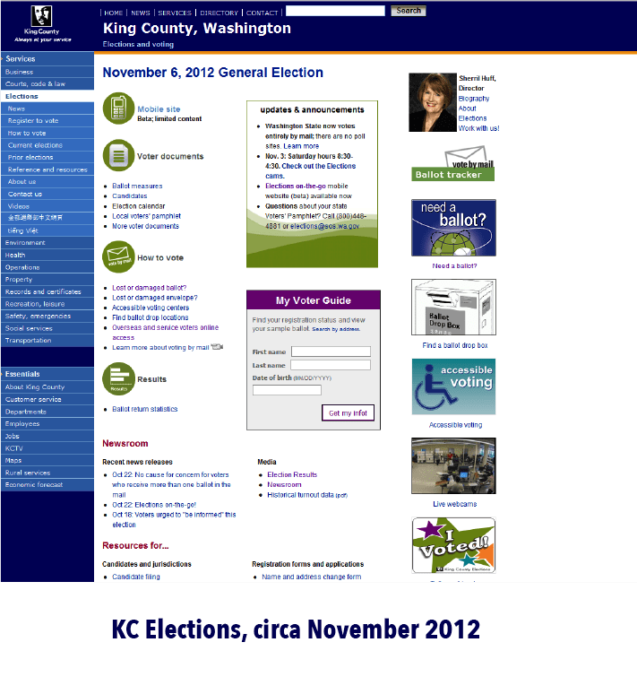 Kathy E Gill Website redesign / King County Elections Educator
