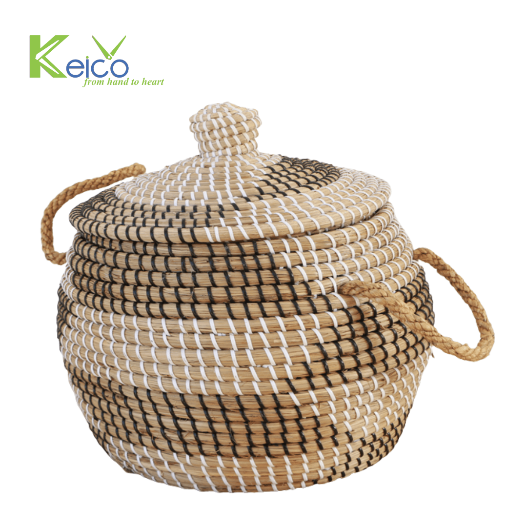 Wholesale seagrass storage basket with lids new collection Keico