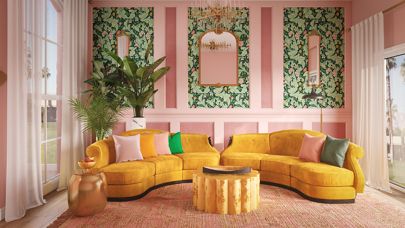 Pink and Green Living Room Design Transformation with Havenly Keiko Lynn