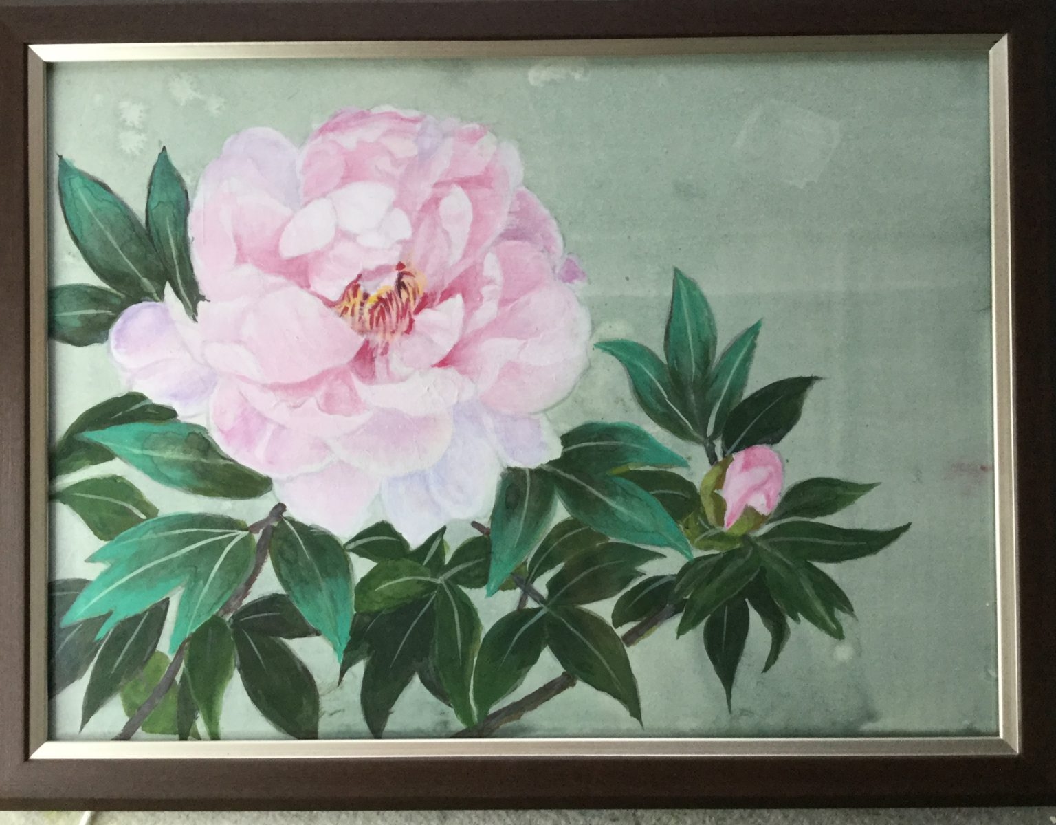 日本画「寒牡丹」 さわやか墨彩画教室