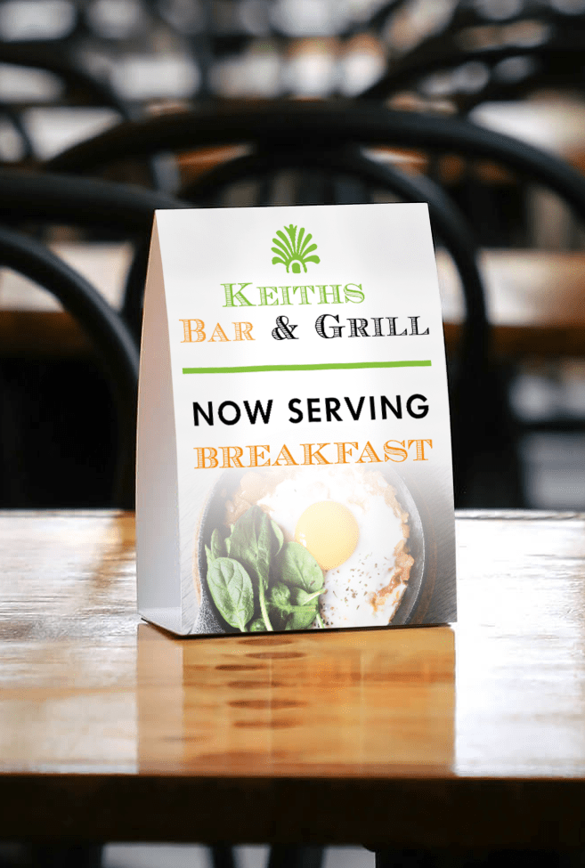 Custom Printed Table Tents in Richmond Keith Fabry