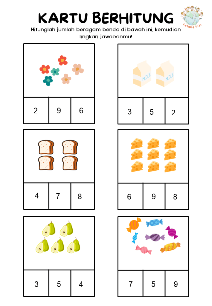 Printable Worksheet Matematika [ Lembar Kerja Anak TK PAUD ]