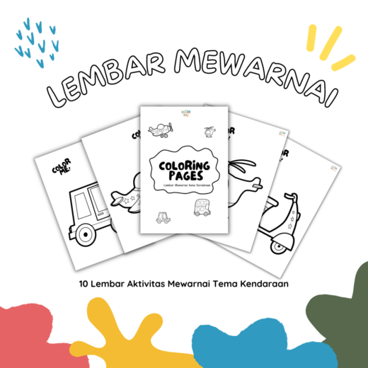 Worksheet Aktivitas Lembar Kerja Mewarnai PAUD Tema Kendaraan