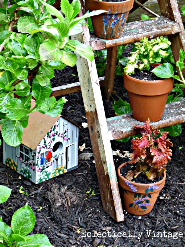 Unique Bird Baths a Stepladder