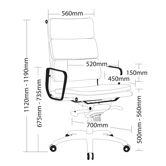Pad Executive Chair with Aluminium Arms Shop with Afterpay