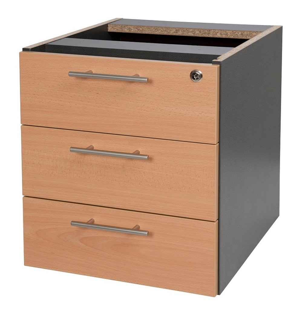 Stella Office Furniture Shallow 3 Drawer Fixed Pedestal 450mmD Kelly
