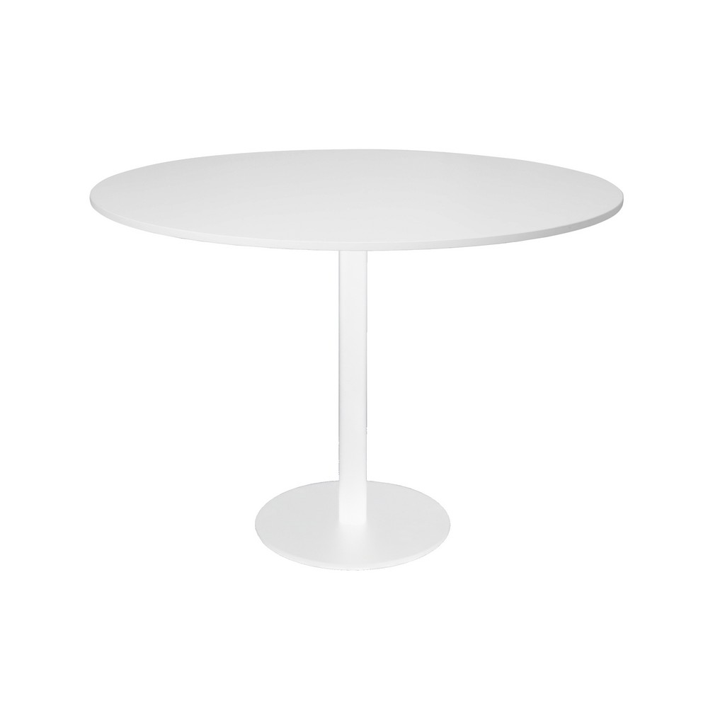 Express Circular Base Table with flat Disc Base White Powder Coat